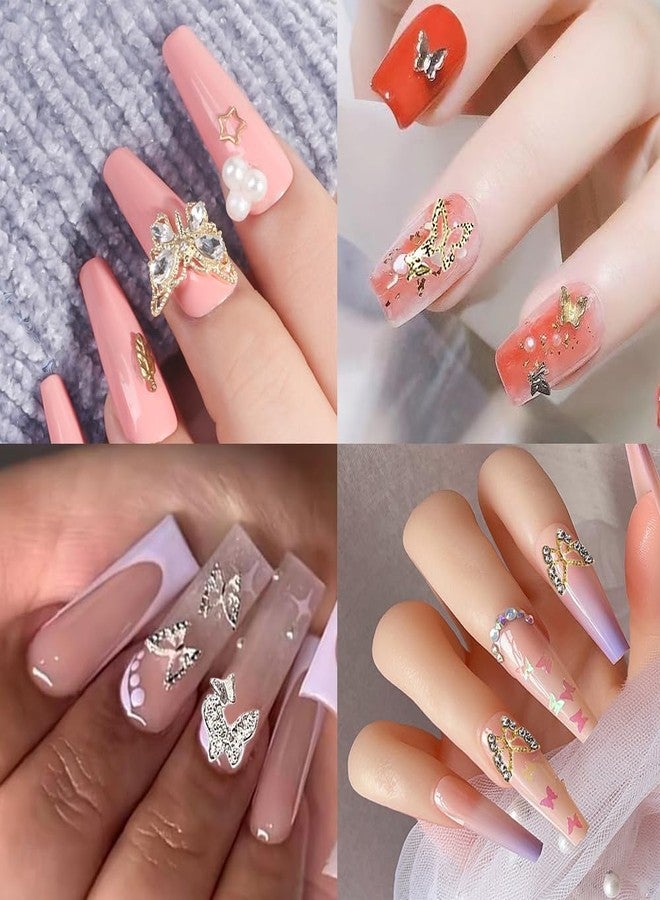 KACHIMOO 124 PCS Butterfly Nail Charms Gold Silver Nail Charms 3D Butterfly Charms for Nail Design - Image 4